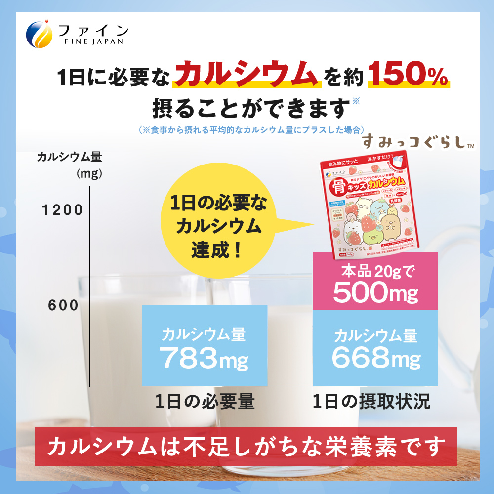 骨キッズ カルシウム イチゴ風味 140g 5個セット(70杯)